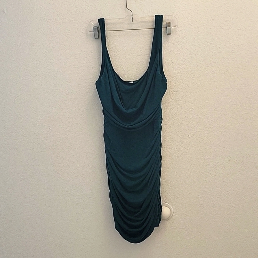 Green ruched bodycon dress size L